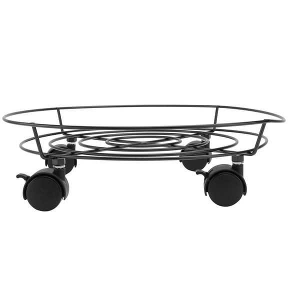 Troglfold Flowerpot Tray Metal Flower Pot Rack on Wheels Heavy Duty Potted Stand Black,14.17"X14.17"X1.97"