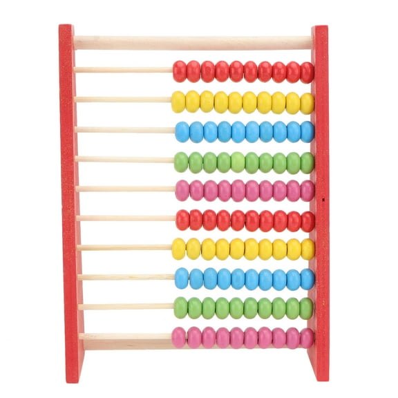 Troglfold Math Learning Toy 1Pc 10 Rows Wood Abacus Stand Math Learning Toy Kids Early Educational Supply,7.87"X6.1"X2.28"