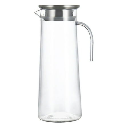 Troglfold Pitcher with Lid Glass Teapot Clear Water Pitcher with Lid Silver,9.84"X3.94"X3.15"