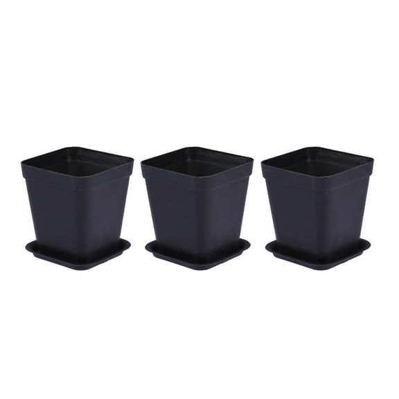 Troglfold Square Planters Thicken Flower Pots Square Planters Pot, 3 Sets Black Small Square Pots,2.76"X2.76"X3.15"