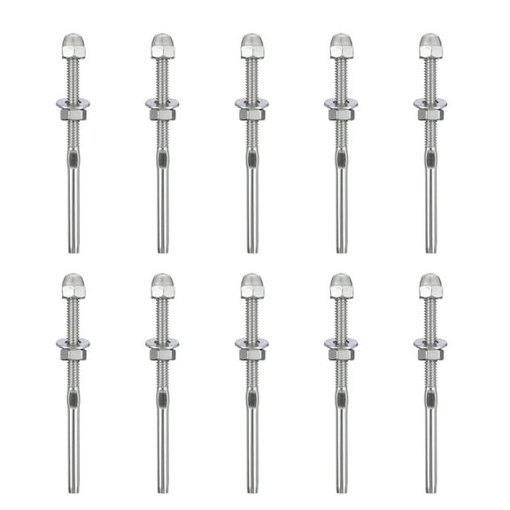 Troglfold Swage Fitting 10pcs End Caps Threaded Stainless Steel Cable Tensioner for Deck Railing Systems