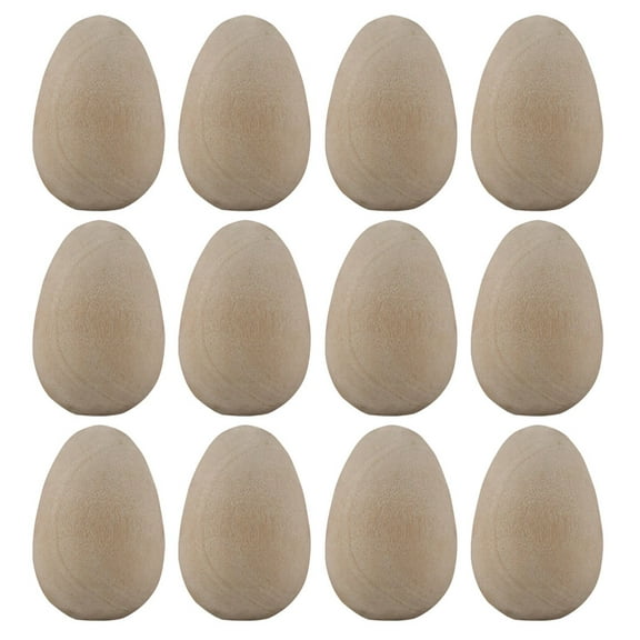 Troglfold Wooden Bird Egg Unfinished Wooden Wren Eggs for DIY Crafts (12pcs),1.18"X0.79"X0.79"