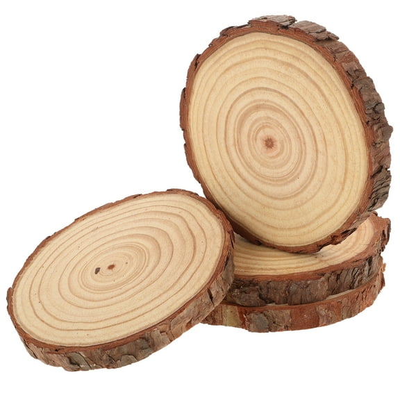 Troglfold Wooden Slices Discs 4pcs Round Wooden Discs Circles Unfinished Wood Slices Rustic Wood Cutouts,5.31"X5.31"X0.59"