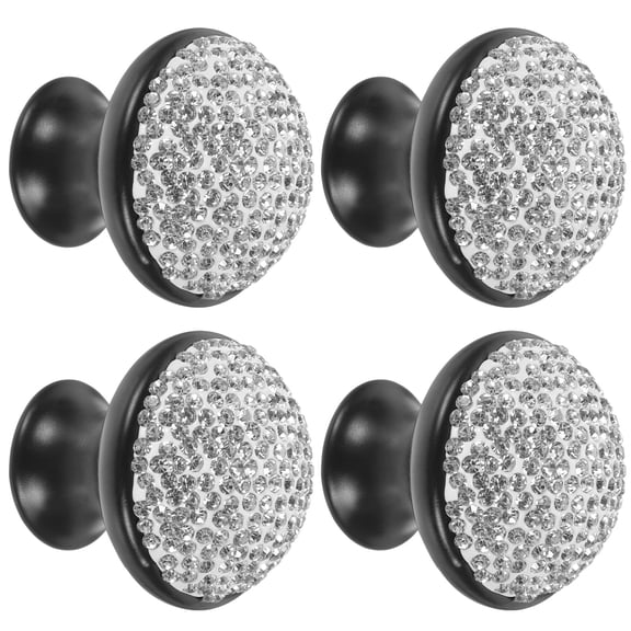 LABSERRON 4Pcs Creative Black Alloy Furniture Knobs Rhinestone Mushroom Pull