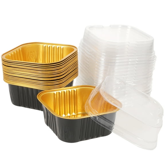 Troglfold cake box 40 Disposable Foil Pans with Lids for Food and Baking,3.46"X3.46"X1.57"