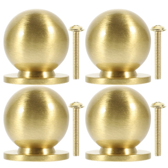 Troglfold dresser knobs 4pcs Round Brass Cabinet Knobs Solid Copper Pulls Golden,0.83"X0.71"X0.71"