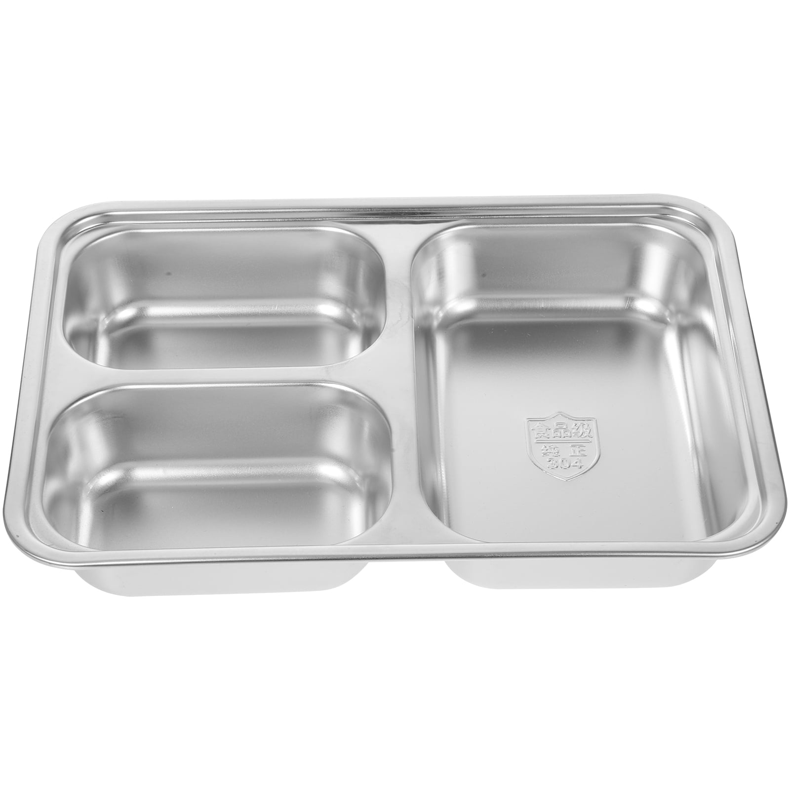 Troglfold food plate Stainless Steel Divided Snack Tray with Lid for Kids and Camping,9.45"X6.69"X1.5"