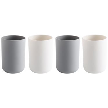 mDesign Toothbrush and Toothpaste Holder with Bathroom Cup, Clear/Soft ...