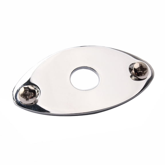 Troglfold jack plate Oval Metal Jack Plate for Electric Guitar Bass Silver,1.93"X1.06"X0.06"