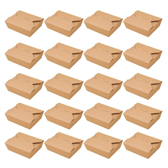 FRCOLOR Ecofriendly Meal Prep Containers Made of Paper for Food Storage with Lock 20pcs Light Brown 800ml