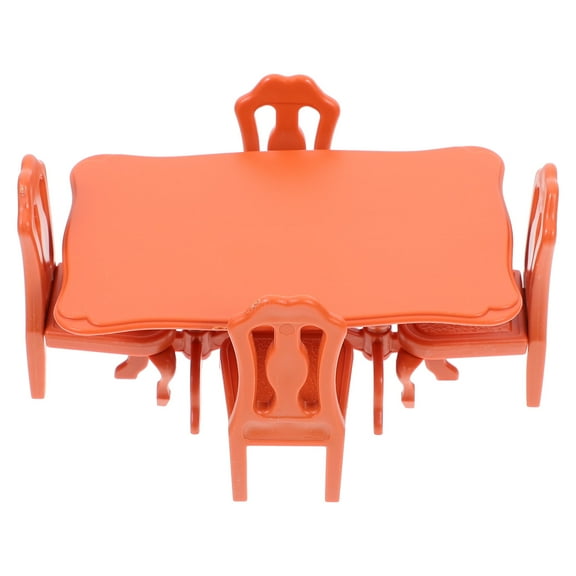 Troglfold mini table and chair 1 Set/5pcs Mini House Kids Play House Mini Tables and Chairs for Children Kids Playing (Brown),4.72"X2.95"X1.97"