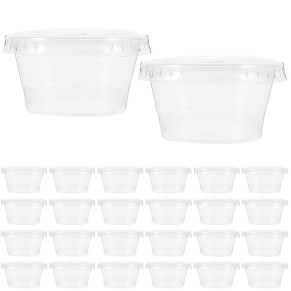 FRCOLOR Transparent Disposable Sauce Cups with Lids Made of PP Safe and for Storage 100 Pieces