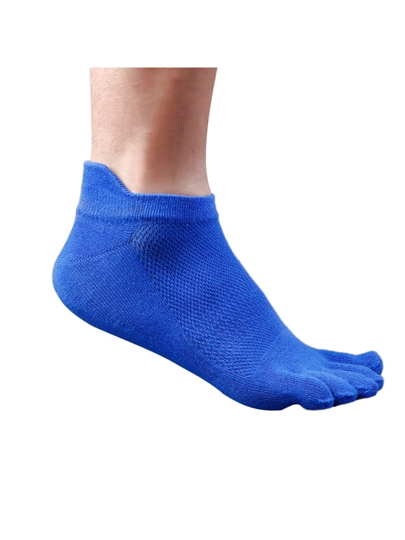 toe socks Men Cotton Low Cut Athletic Running Toe Socks 5 Finger No Show Mesh Wicking (Blue),9.06"X3.54"X0.04"
