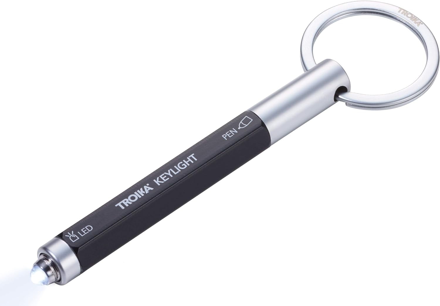 Troika KEYLIGHT – KYL25/BK – Keyring with torch and micro ballpoint pen CONSTRUCTION – white LED light