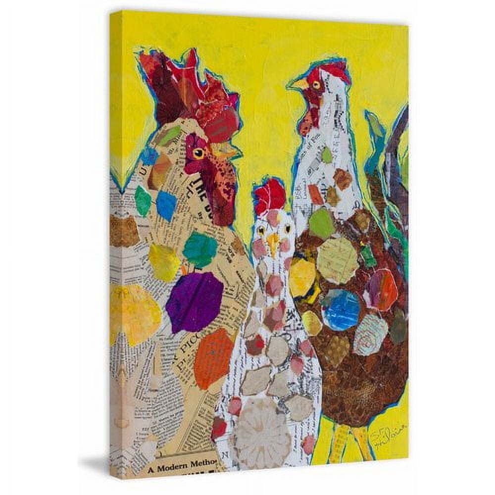 "Trois Poulet" Painting Print on Wrapped Canvas