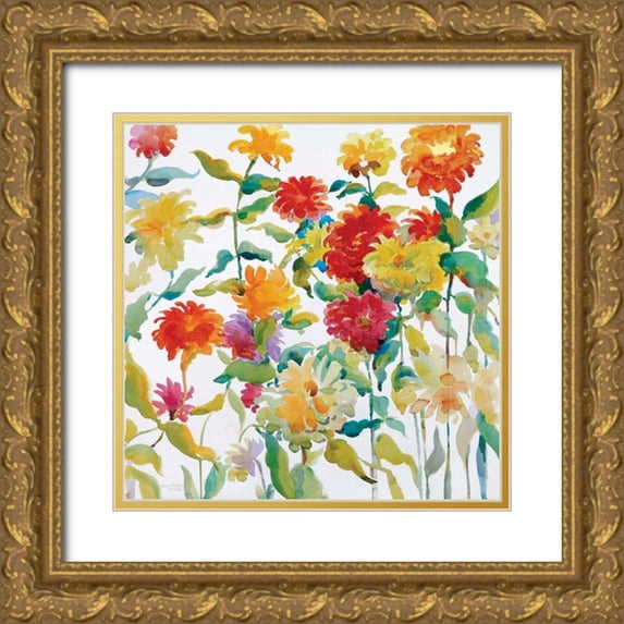Troise Heidel, Theresa 12x12 Gold Ornate Wood Framed with Double Matting Museum Art Print Titled - Zinnia Mixer I