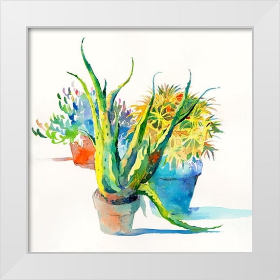 Troise Heidel, Theresa 20x20 White Modern Wood Framed Museum Art Print Titled - Succulent Trio I