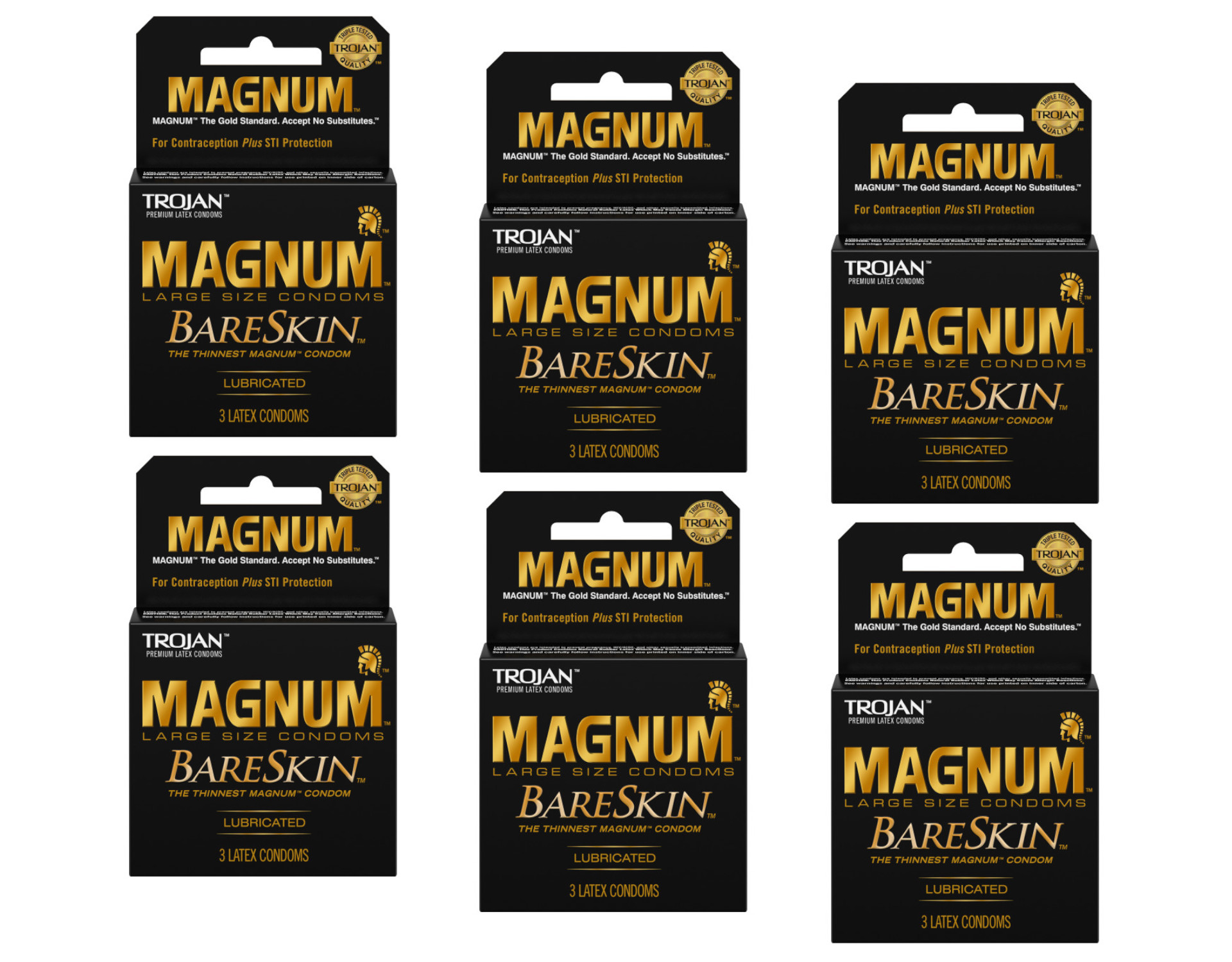 Trojan 6/3Pk Magnum Bareskin - Pack Of 6 - Walmart.com