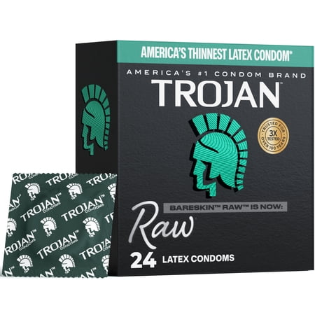 Trojan Raw Thinnest Lubricated Condoms, Made from Premium Latex, 24 Count