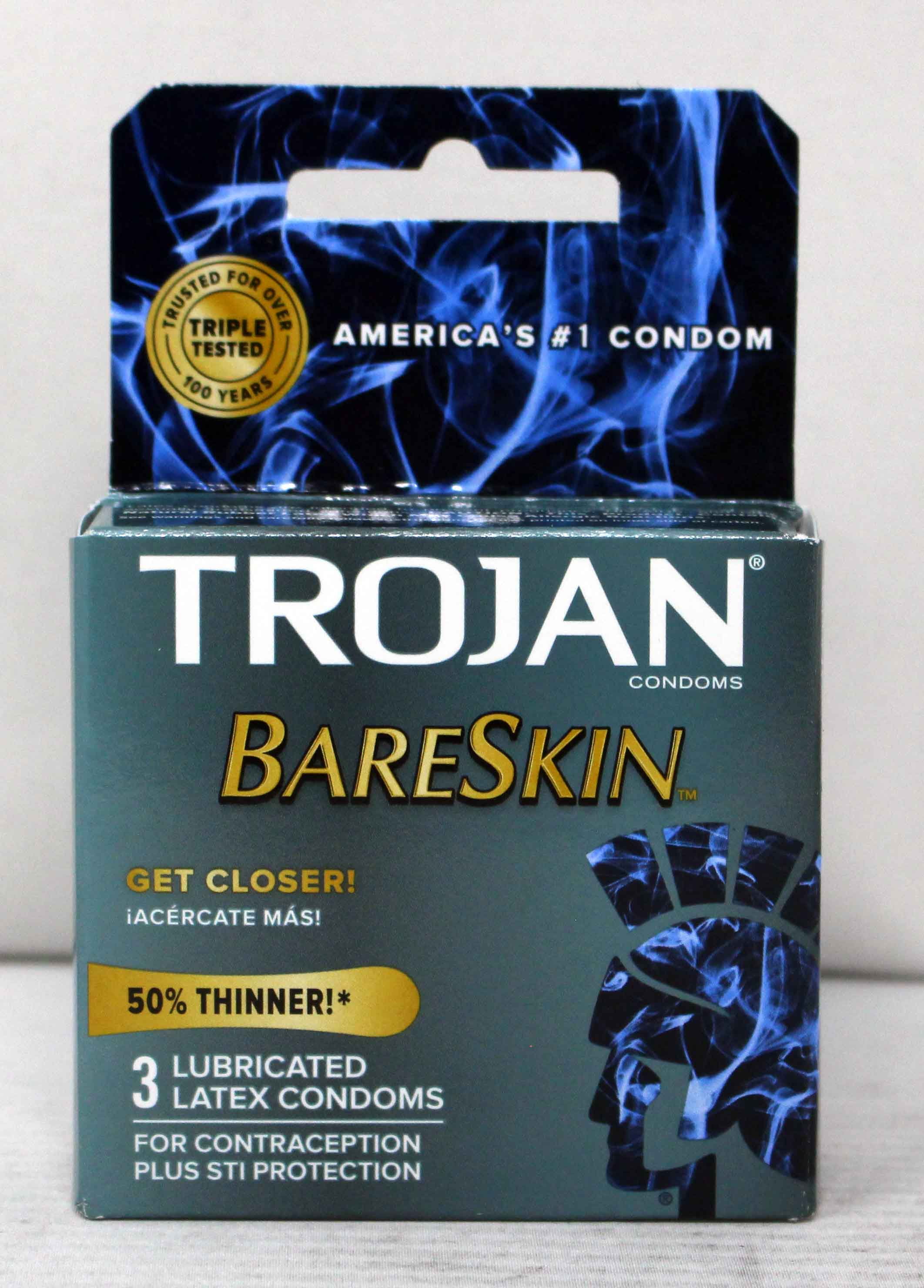 Trojan Bareskin 50% Thinner Lubricated Latex Condoms 3 Count (Pack of 3) -  Walmart.com