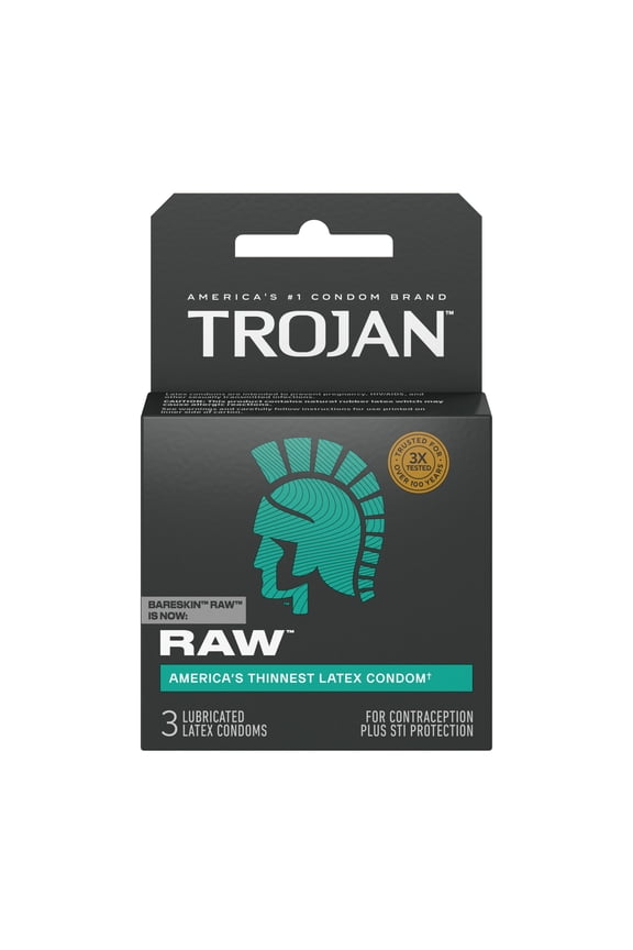 Raw Thinnest Latex Lubricated Condoms, 3 Count