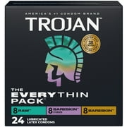 Trojan Bareskin The EveryTHIN Pack Lubricated Condoms, 24 Count