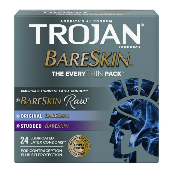 Trojan Bareskin The EveryTHIN Pack Lubricated Condoms, 24 Count
