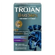 Trojan Bareskin Variety Pack Every Thin with Silver Lunamax Case, Premium Lubricated Condoms - 10 Count