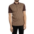 thumbnail image 1 of Trojan Chequerboard Diamond Jacquard Panel Polo Shirt, Brown, 1 of 6