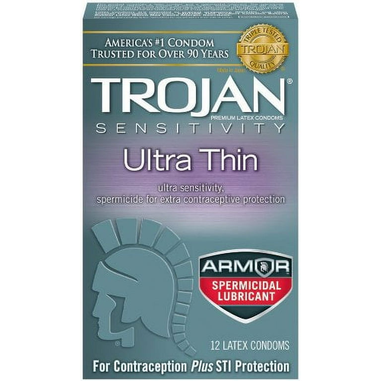 Trojan Condom Sensitivity Ultra Thin Spermicidal, 12 Count