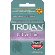 Trojan Condom Sensitivity Ultra Thin Spermicidal, 3 Count