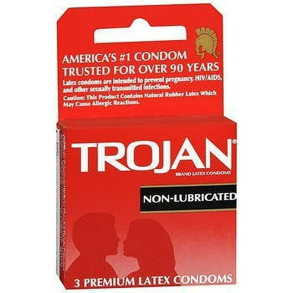 Trojan Condoms Non-Lubricated Latex - 3 ct, Pack of 2