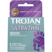Trojan Condoms Ultra Thin Lubricated Latex 3 Each