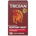 thumbnail image 1 of Trojan Ecstasy Heat Latex Lubricated Ribbed Condoms with Warming Lubricant, 10 Count, 1 of 12