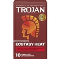 thumbnail image 1 of Trojan Ecstasy Heat Latex Lubricated Ribbed Condoms with Warming Lubricant, 10 Count, 1 of 11