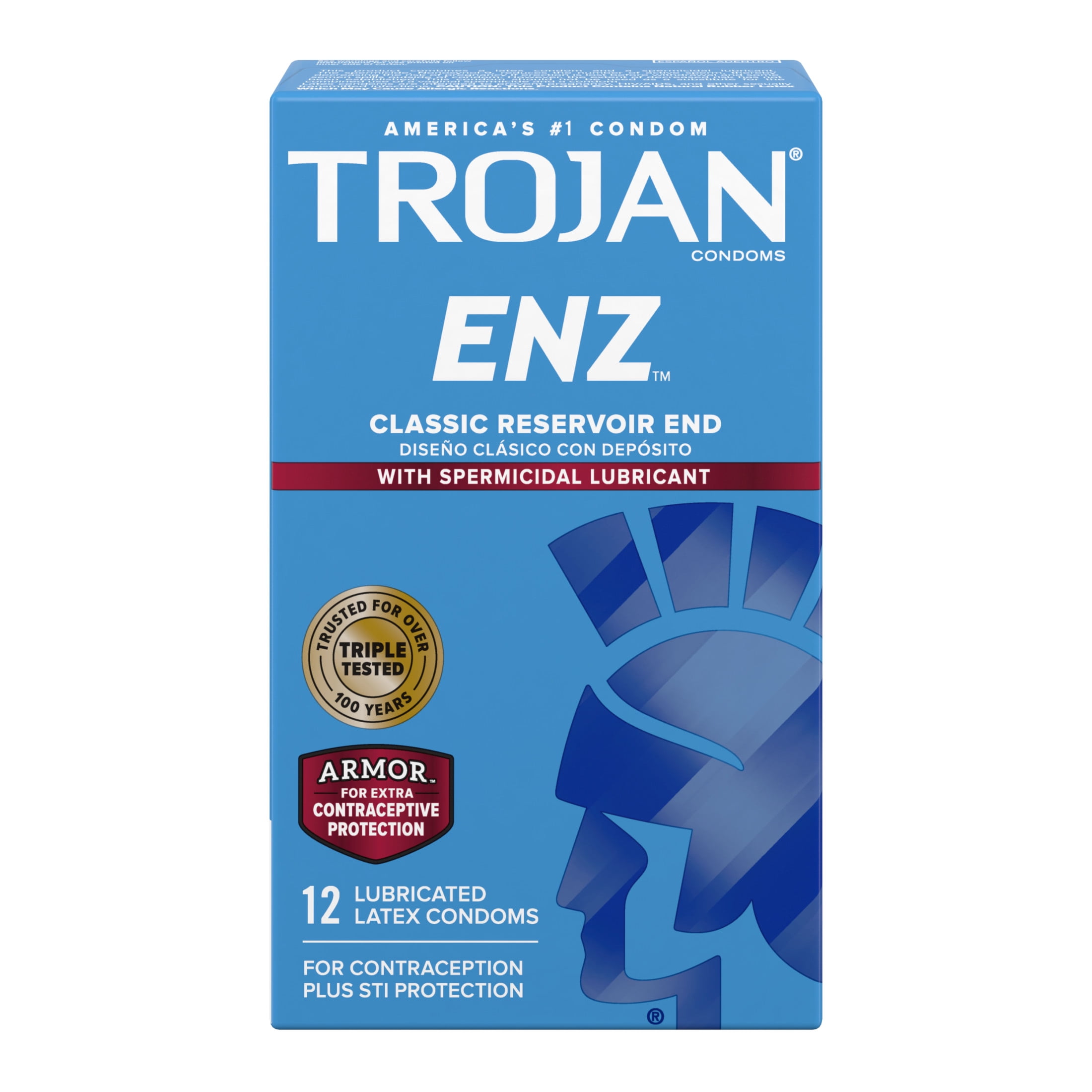 Trojan ENZ Armor Spermicidal Lubricated Condoms - 12 Count