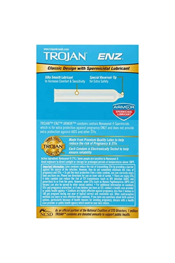 Trojan ENZ Armor Spermicidal Lubricated Condoms - 12 Count