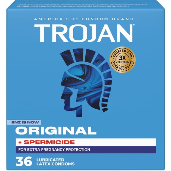 Trojan Original Plus Spermicide Latex Lubricated Condoms for Men, 36 Count