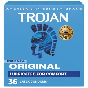 Trojan Original Latex Lubricated Condoms for Men, Classic Straight Shape, 36 Count