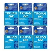Trojan ENZ Lubricated Latex Condoms Classic Reservoir End Triple Tested Protection 3 Count Pack of 6