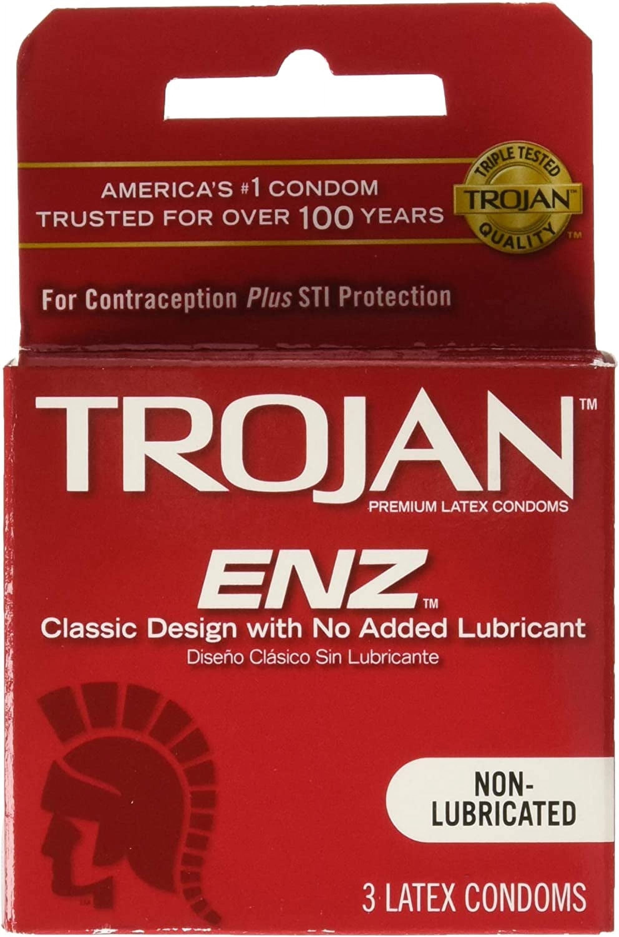 non lubricated condoms walmart Trojan ENZ Non Lubricated Premium Latex Condoms, 3 Count per Pack