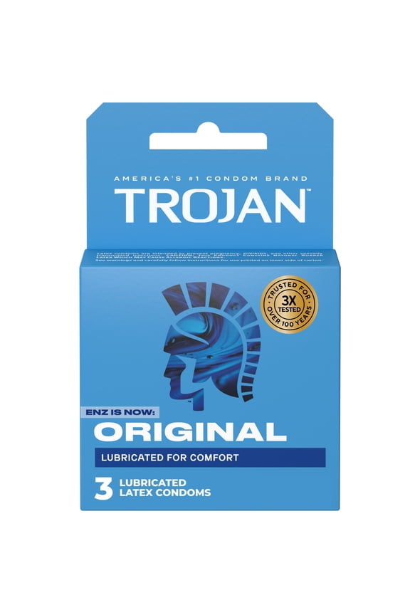Original Latex Lubricated Condoms for Men, Classic Straight Shape, 3 Count