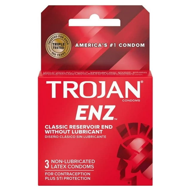 Trojan ENZ Premium Non-Lubricated Condoms for Contraception and STI Protection, 3 Count
