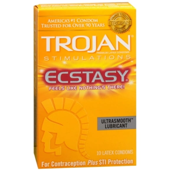 Trojan Ecstasy Lubricated Latex Condoms, 10 ea (Pack of 3)
