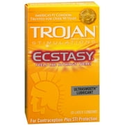Trojan Ecstasy Lubricated Latex Condoms, 10 ea Pack of 4