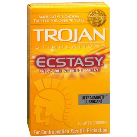 Trojan Ecstasy Lubricated Latex Condoms, 10 ea (Pack of 4)