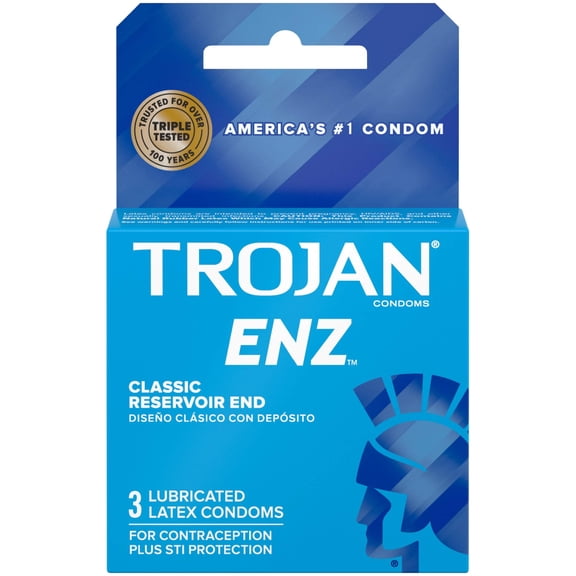 Trojan Enz Premium Lubricated Latex Condoms - 3 Count (Pack of 2)