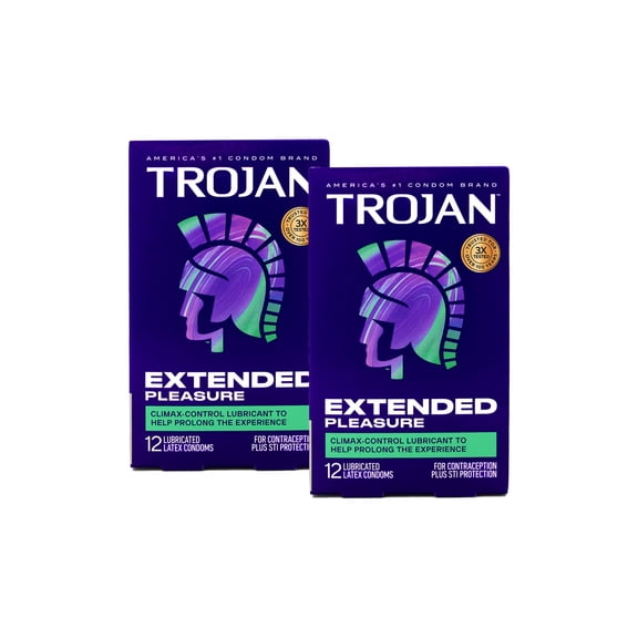 Trojan Extended Climax Control Lubricated Condoms, 12ct, 2-Pack