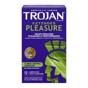 Trojan Extended Pleasure Climax Control Extended Pleasure Lubricated Condoms, 12 Count