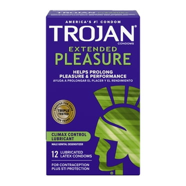 Trojan Extended Pleasure Climax Control Extended Pleasure Lubricated Condoms, 12 Count